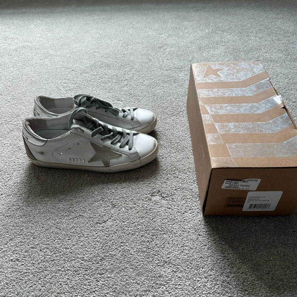 NIB Golden Goose White Silver Sneakers size 37